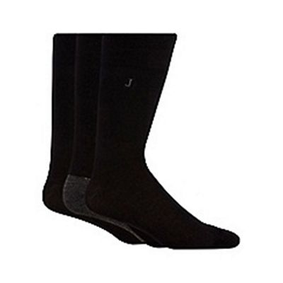 Designer pack of three black cotton blend socks